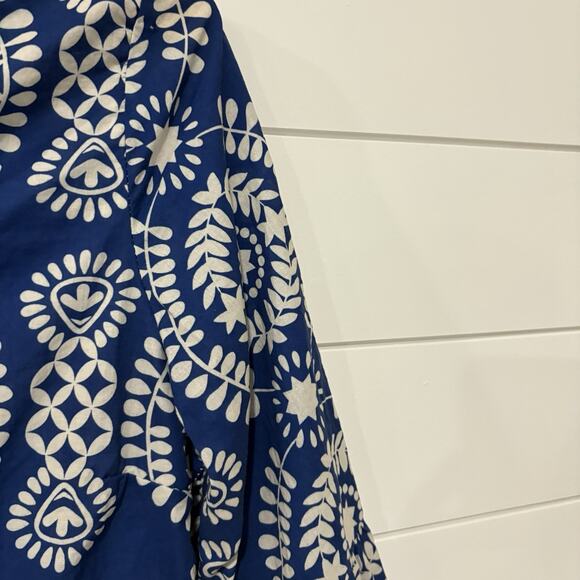 Saiph Lab | Dress Tiered Bell Sleeve Santorini Mini White Blue- Small - Picture 4 of 9